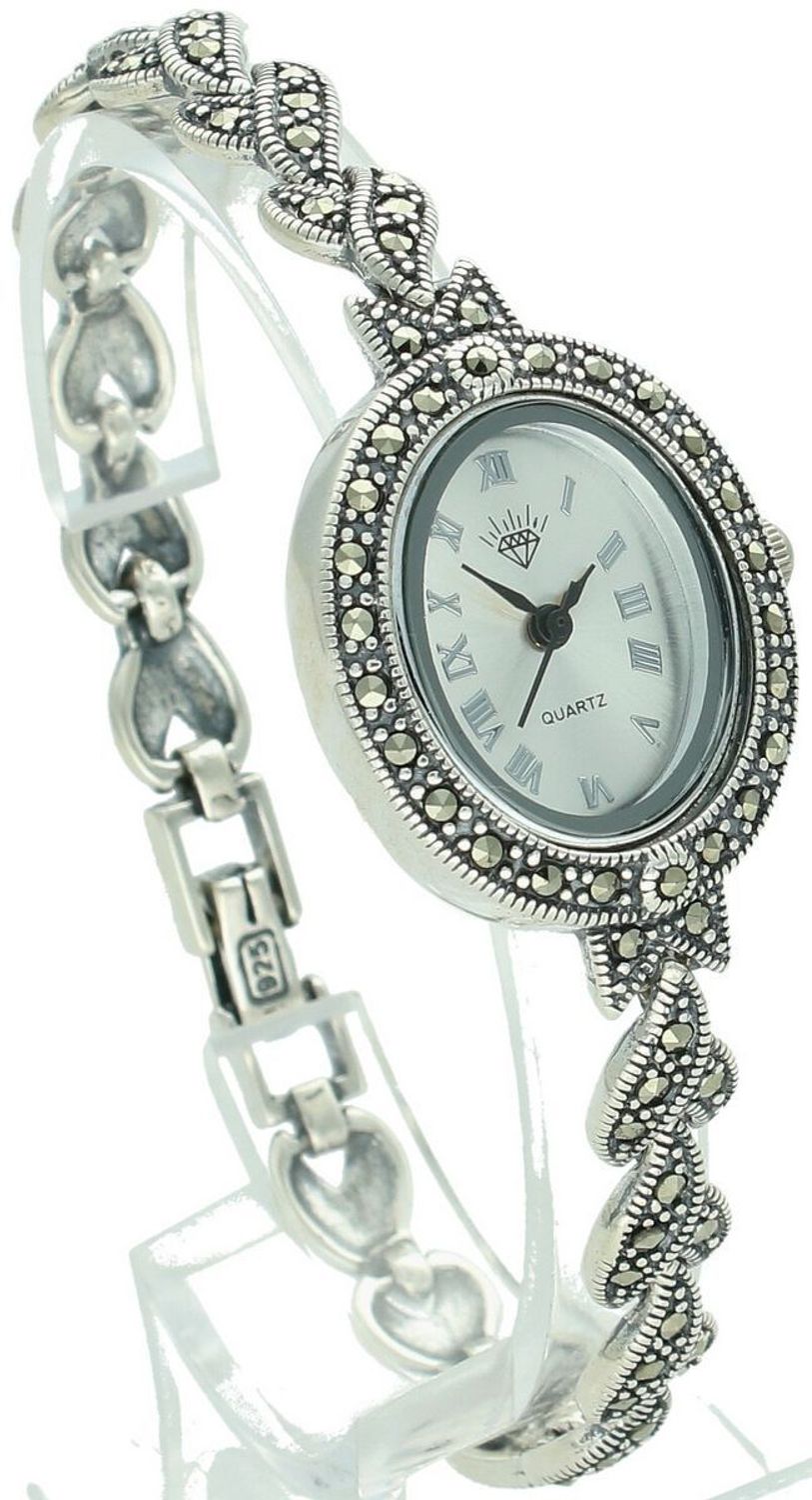 Zegarek damski srebrny DIA-ZEG-13849-925 z markazytami, owalna koperta 2,6 x 2,2 cm, długość zegarka 19 cm, zapięcie na zatrzask. Elegancki i efektowny dodatek.11.jpg
