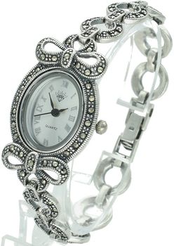 Zegarek damski DIA-ZEG-13850-925 ze srebra 925. Owalna tarcza z markazytami, długość 18 cm, zatrzask, 29,70 g – klasyczny styl i elegancja.3.jpg