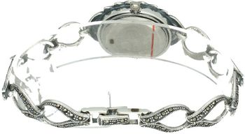 Zegarek damski srebrny 925, model DIA-ZEG-13852-925. Owalna tarcza, markazyty, długość 19 cm, zatrzask, 29,40 g – klasyczna elegancja.3.jpg
