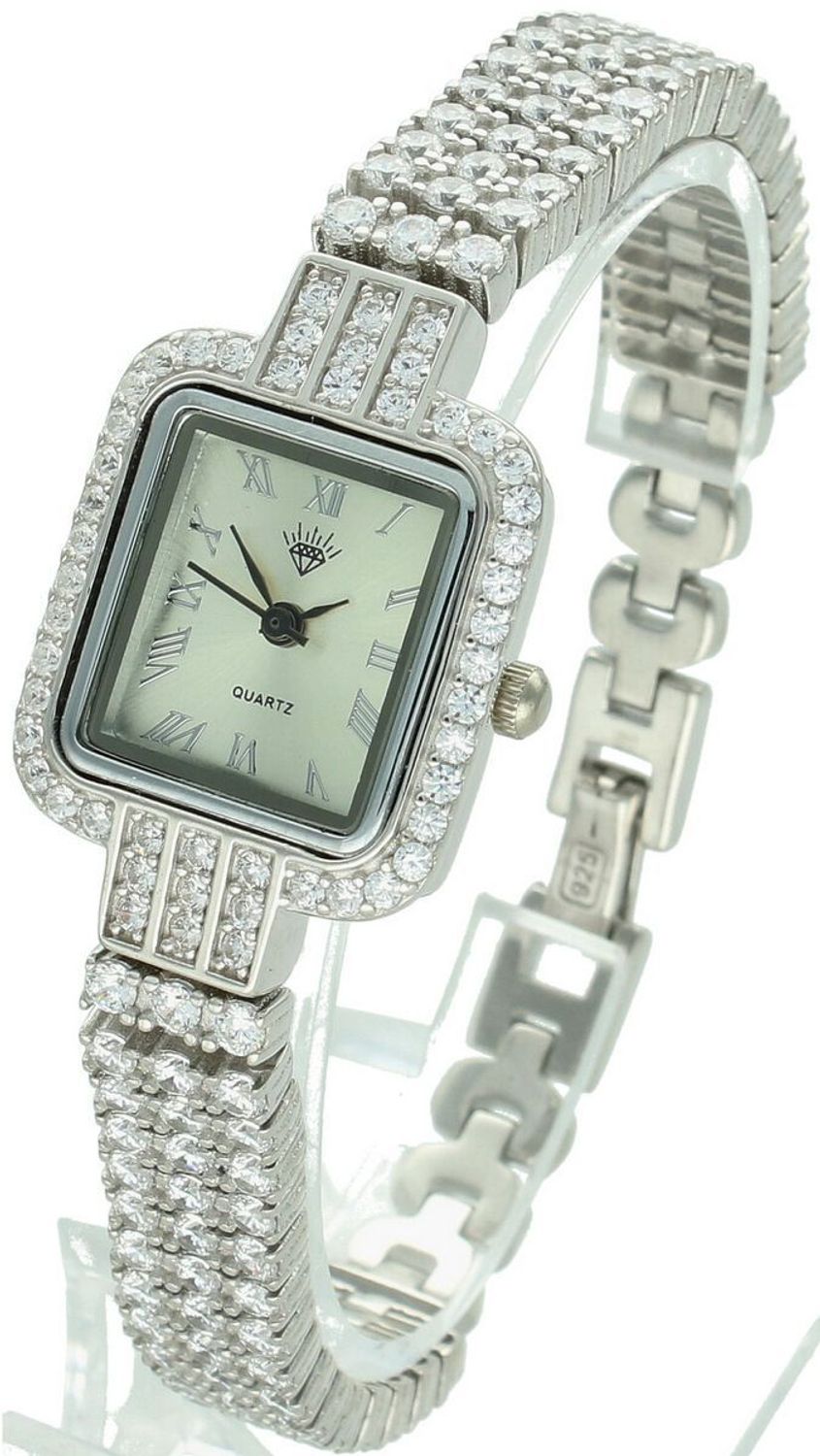 Zegarek damski srebrny DIA-ZEG-13853-925 z całym zdobieniem cyrkoniami. Prostokątna koperta, długość zegarka 18 cm, zapięcie na zatrzask. Elegancki i luksusowy dodatek.11.jpg