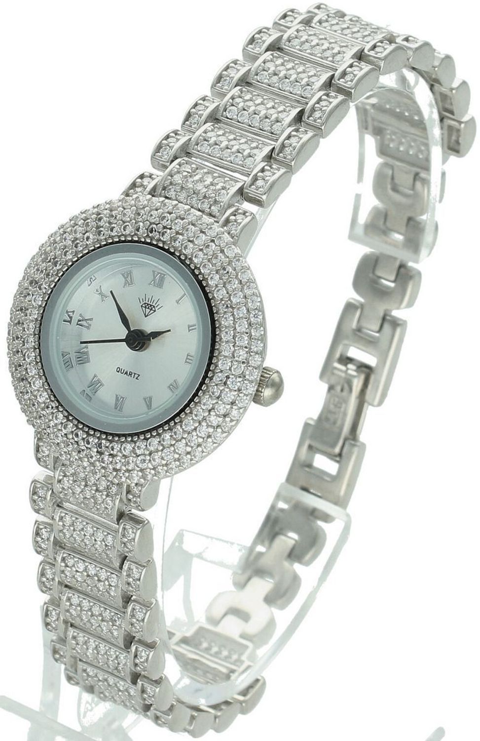 Zegarek damski srebrny DIA-ZEG-13854-925 z cyrkoniami, wykonany ze srebra próby 925. Elegancka, okrągła koperta 2,6 cm, długość zegarka 19 cm.1.jpg