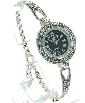 Srebrny zegarek 925 z markazytami i czarną tarczą – elegancki, luksusowy markazyty.jpg