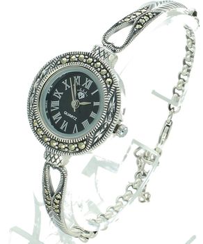 Srebrny zegarek 925 z markazytami i czarną tarczą – elegancki, luksusowy srebrny zegarek.jpg