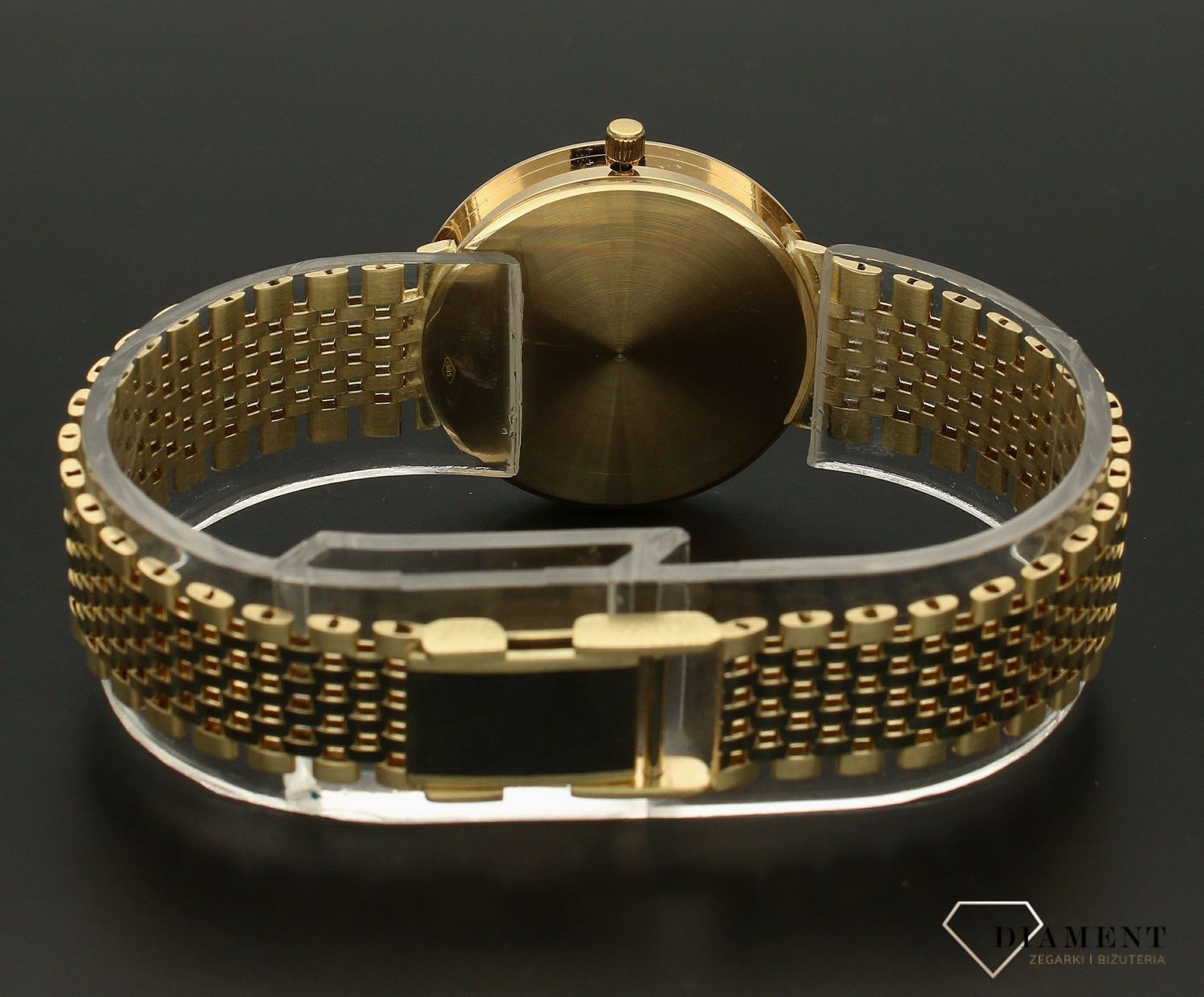 Złoty zegarek 585 damski duży na bransolecie Geneve DIA-ZEG-7825-585. Czytelna tarcza w nieskazitelnym złotym kolorze emanuje subtelnością. Elegancki i kobiecy złoty zegarek świetnie sprawdzi się na prezent dla ukocha (4).jpg