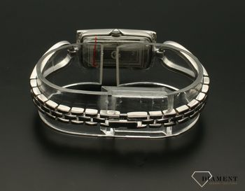 Zegarek damski srebrny biżuteryjny z czarną prostokątną czarną DIA-ZEG-9381-925. Elegancki zegarek ze srebra z prostokątną tarczą z cyrkoniami idealnie sprawdzi się jako ekskluzywny dodatek do białych koszul i koktajlowych s.jpg