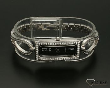 Zegarek damski srebrny biżuteryjny z czarną prostokątną czarną DIA-ZEG-9381-925. Elegancki zegarek ze srebra z prostokątną tarczą z cyrkoniami idealnie sprawdzi się jako ekskluzywny dodatek do białych koszul i koktajlowych suk (1).jpg