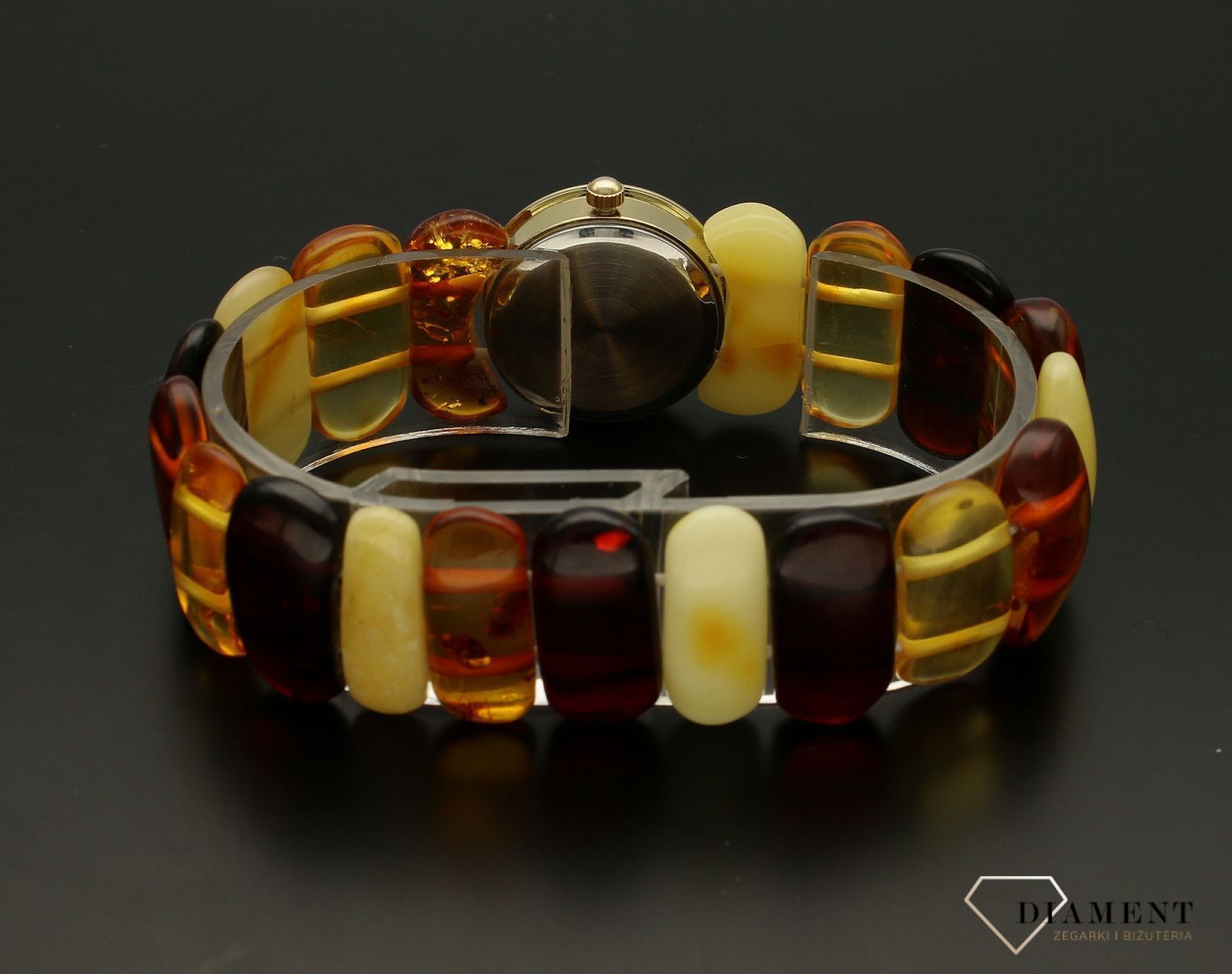 Zegarek damski z bursztynem  na rozciąganej bransolecie 'Bałtycki bursztyn 3' (2).jpg