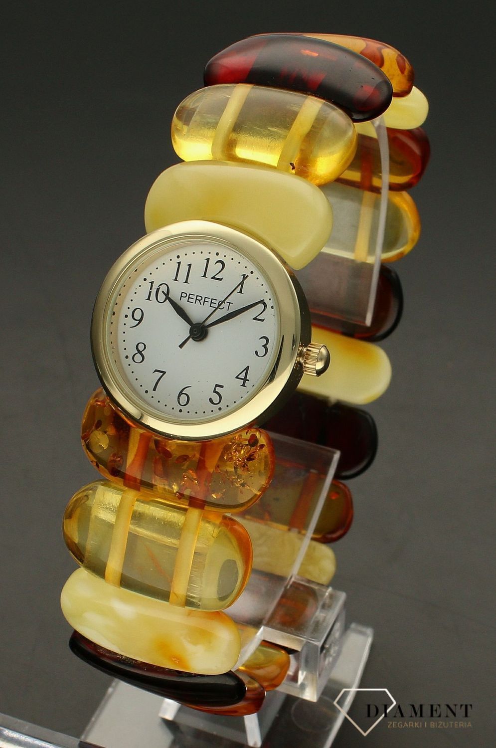 Zegarek damski z bursztynem  na rozciąganej bransolecie 'Bałtycki bursztyn 3' (2).jpg