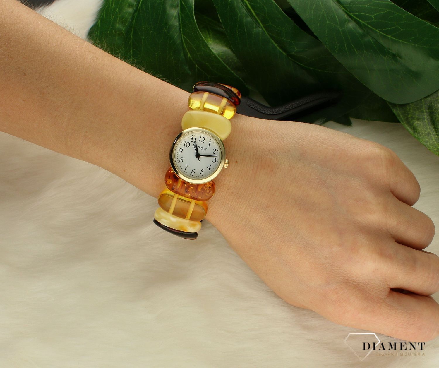 Zegarek damski z bursztynem  na rozciąganej bransolecie 'Bałtycki bursztyn 3' (2).jpg