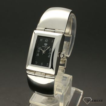 Zegarek damski srebrny na sztywnej bransolecie 'Czarny prostokąt' DIA-ZEG-SREBRNY3-925 (2).jpg