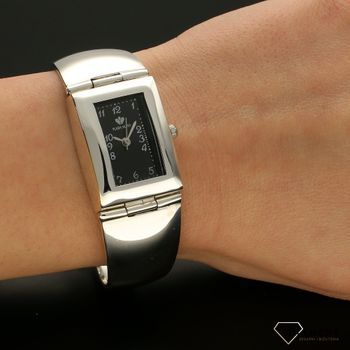 Zegarek damski srebrny na sztywnej bransolecie 'Czarny prostokąt' DIA-ZEG-SREBRNY3-925 (5).jpg
