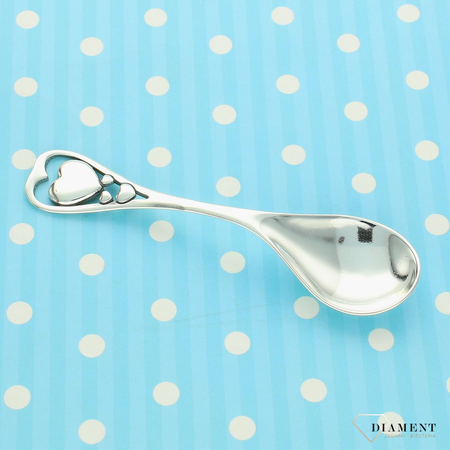 Srebrna łyżeczka na Chrzest Święty z grawerem Serduszka DIA-ŁYŻ-4327-925 (1).jpg