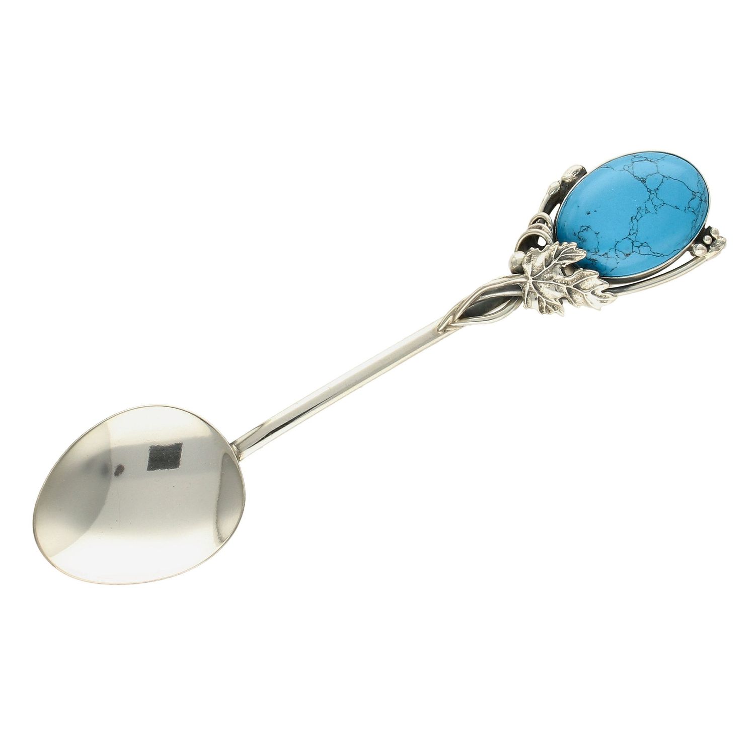 Srebrna łyżeczka do cukru z turkusem DIA-ŁYŻ-4484-925.jpg