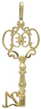Zawieszka złota Klucz próba 333, DIA0ZAW-1525-333 Elegancka złota zawieszka w kształcie ażurowego klucza, wykonana z wysokiej jakości złota próby 333. 1.jpg