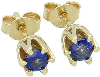 Złote kolczyki z naturalnym szafirem 0.60 ct – złoto 585 z certyfikatem.jpg