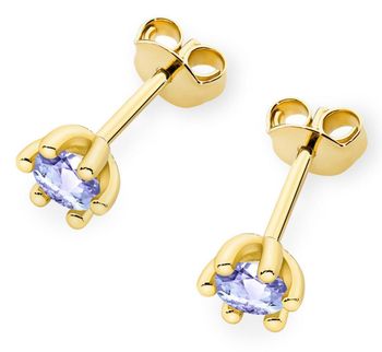 Kolczyki złote K0222 z tanzanitem 2 x 0.15 ct (3 mm) w okrągłym szlifie. Wykonane z żółtego złota próby 585, waga 0.6–1.0 g, zapięcie na sztyft. Delikatne, eleganckie i i2.jpg