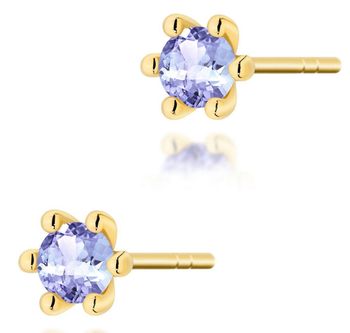Kolczyki złote K0222 z tanzanitem 2 x 0.15 ct (3 mm) w okrągłym szlifie. Wykonane z żółtego złota próby 585, waga 0.6–1.0 g, zapięcie na sztyft. Delikatne, eleganckie i idealne na prezent 1.jpg
