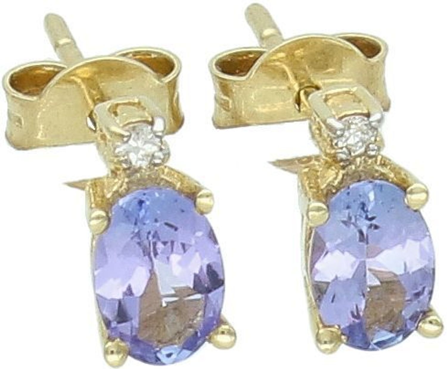 Złote kolczyki 585 DIAMENT Ametyst i Diamenty Złote kolczyki wykonane z 14- karatowego złota z ametystem i diamentami o łącznej 1.jpg