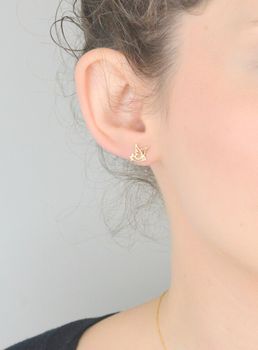 Kolczyki złote damskie 585 Jaskółki z diamentami 0,03 ct.t DIAKLCKO023Z585B0.03  (1).JPG