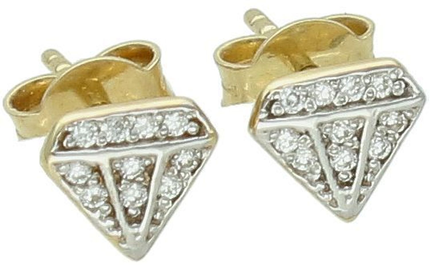 Kolczyki złote damskie 585 Wkrętki w kształcie diamentów z Diamentami 0,10 ct.DIAKLCKO504Z585B0.10 Kolczyki idealne na prezent dla każdej kobiety. Kolczyki na sztyft1.jpg