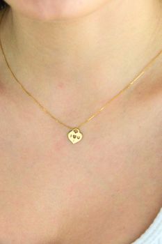 Złoty naszyjnik damski 585 Kłódka w kształcie serca z napisem 'I LOVE YOU' i Diamentem 0.005 ct (4).jpg