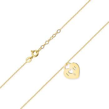 Złoty naszyjnik damski 585 Kłódka w kształcie serca z napisem 'I LOVE YOU' i Diamentem 0.005 ct. 2.jpg
