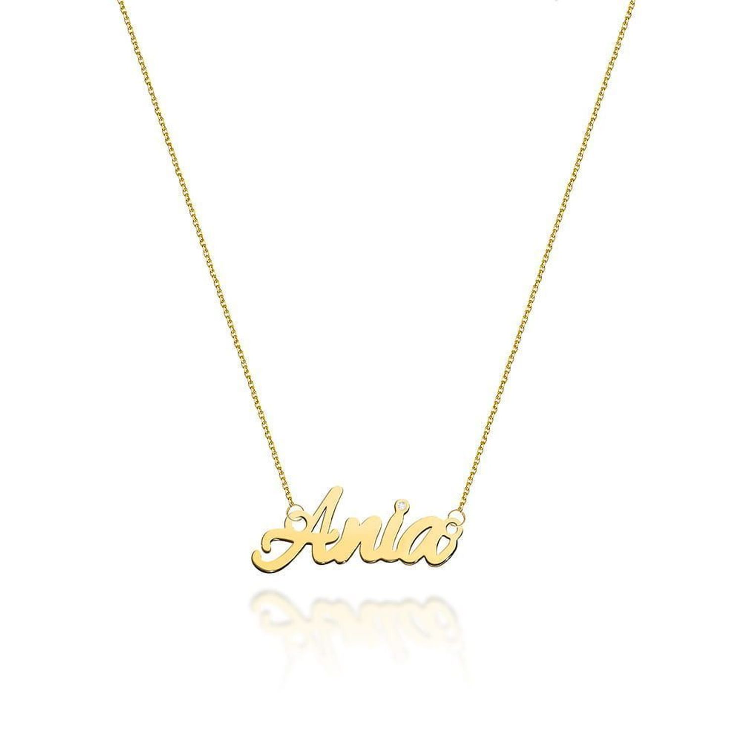 Złoty naszyjnik damski 585 z imieniem Ania z Diamentem 0,005 ct..jpg