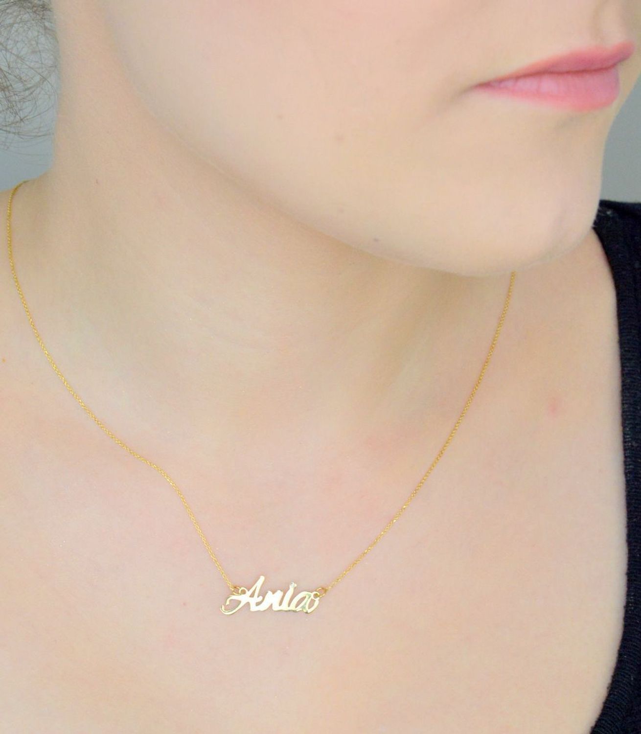Złoty naszyjnik damski 585 z imieniem Ania z Diamentem 0,005 ct..jpg