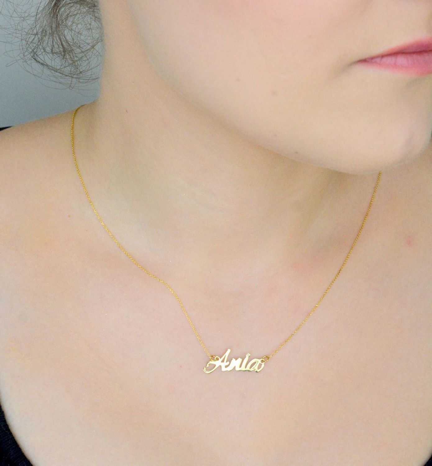 Złoty naszyjnik damski 585 z imieniem Ania z Diamentem 0,005 ct..jpg