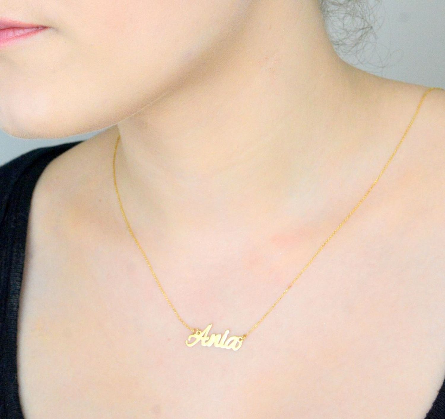 Złoty naszyjnik damski 585 z imieniem Ania z Diamentem 0,005 ct..jpg