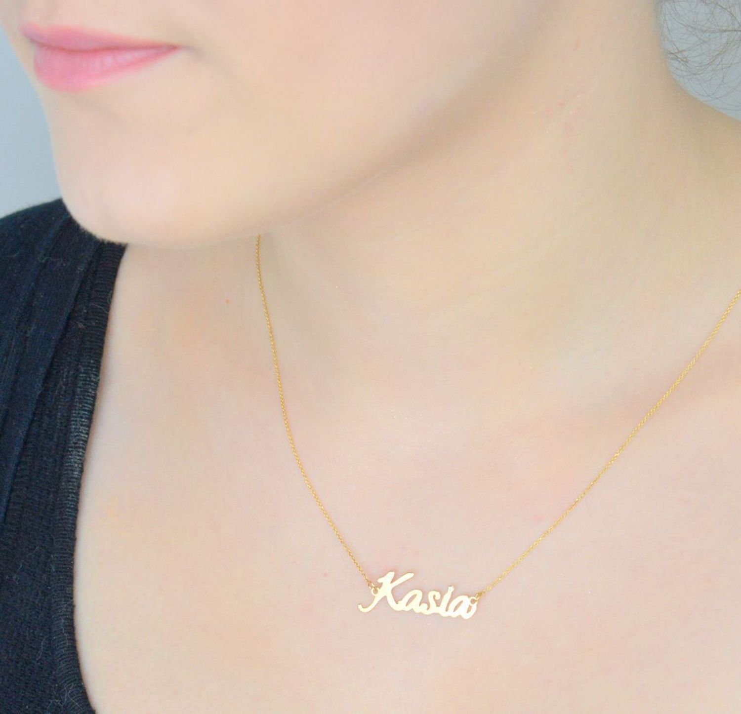 Złoty naszyjnik damski 585 z imieniem  Kasia 0,005 ct..jpg