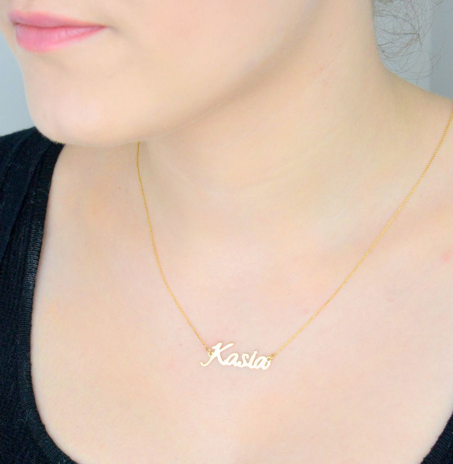 Złoty naszyjnik damski 585 z imieniem  Kasia 0,005 ct..jpg