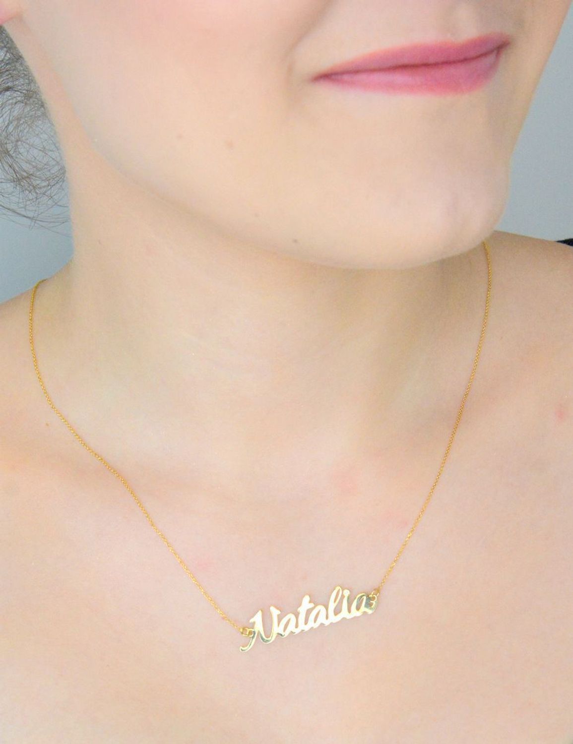 Złoty naszyjnik damski 585 z imieniem Natalia z Kasia 0,005 ct..jpg