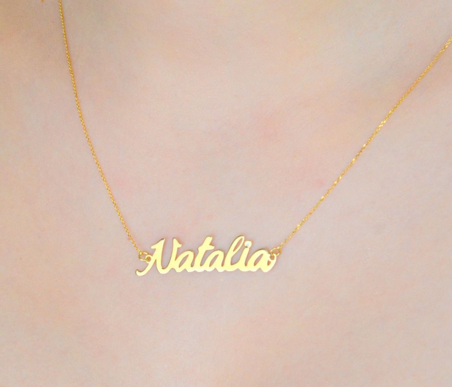Złoty naszyjnik damski 585 z imieniem Natalia z Kasia 0,005 ct..jpg