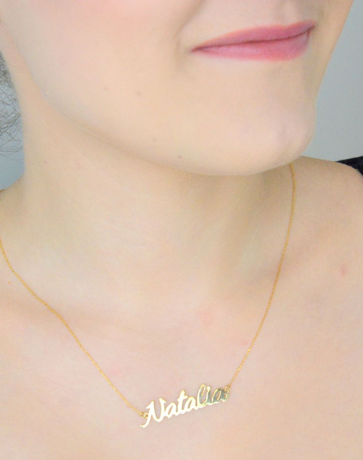 Złoty naszyjnik damski 585 z imieniem Natalia z Kasia 0,005 ct..jpg