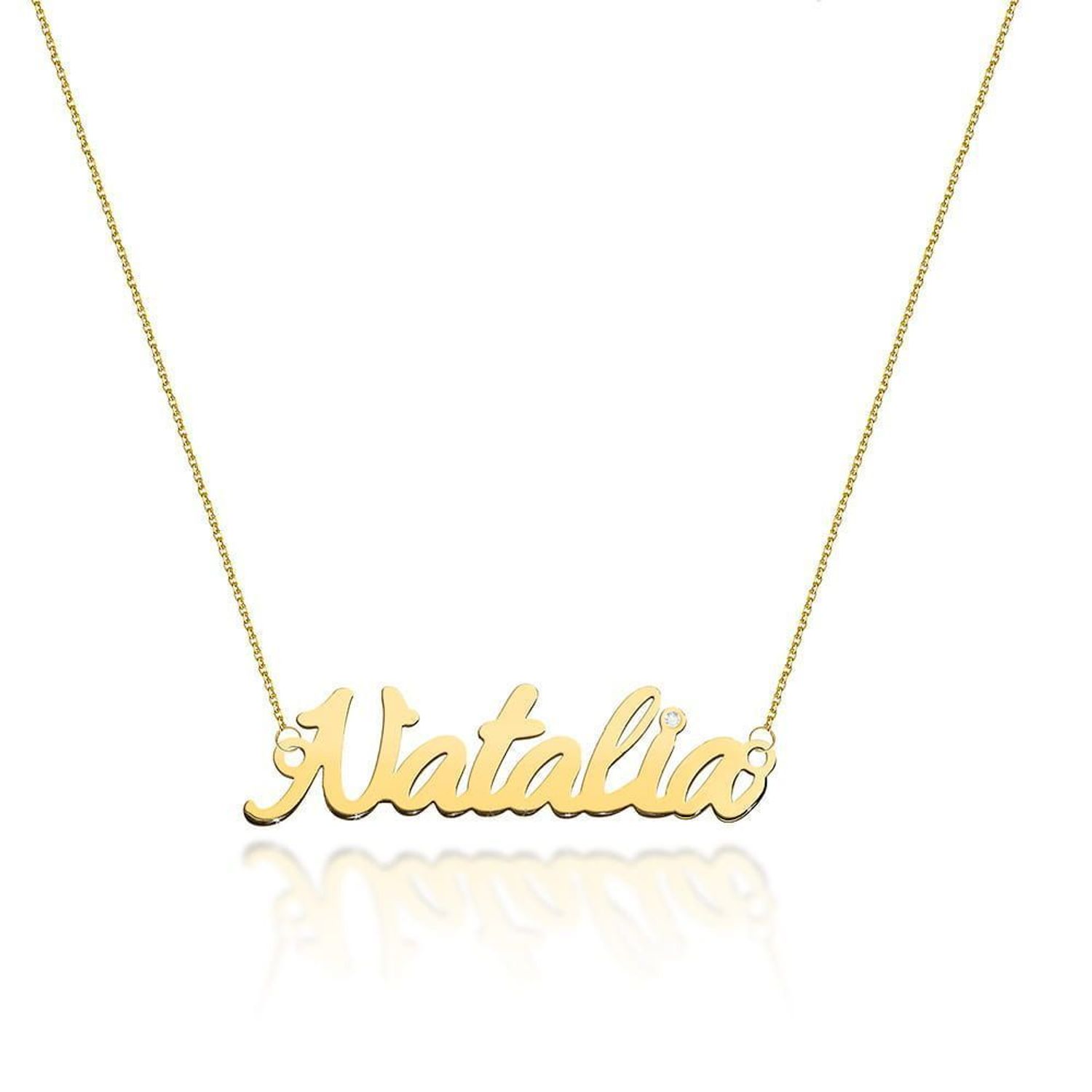 Złoty naszyjnik damski 585 z imieniem Natalia z Kasia 0,005 ct..jpg