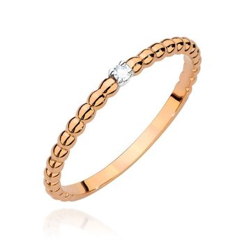 Złoty pierścionek damski Różowe złoto 585 obrączka z kuleczek z jednym Diamentem 0.02 ct 1.jpg