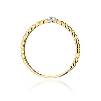 Złoty pierścionek damski 585 obrączka z kuleczek z jednym Diamentem 0.02 ct 2.jpg
