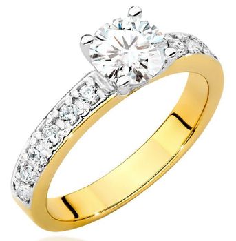 Ekskluzywny pierścionek W0534 z diamentem laboratoryjnym 0.71ct i 12 dodatkowymi kamieniami (łącznie 0.95ct) w żółtym złocie 585. Luksus, elegancja i perfekcja w jednym.1.jpg