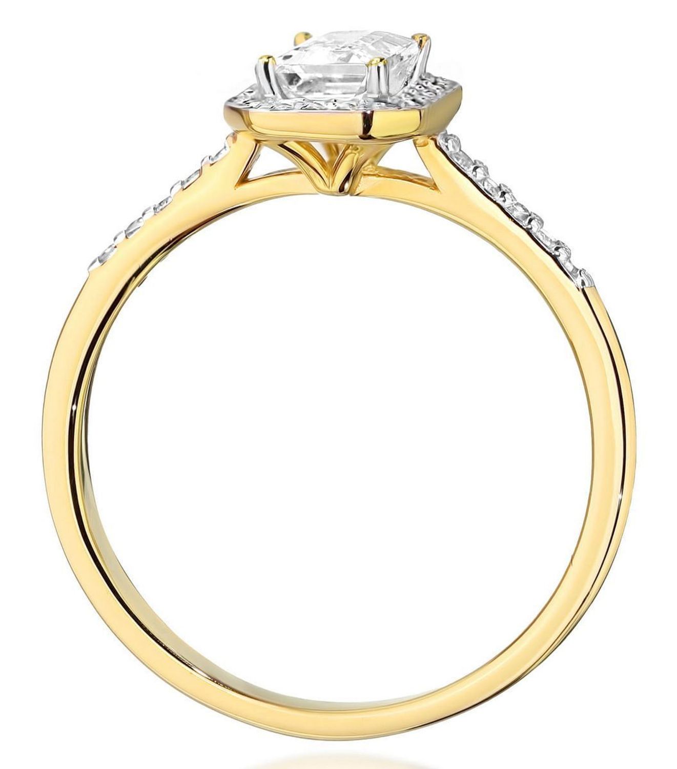 Pierścionek złoty W0575 z diamentem laboratoryjnym 0.60 ct (oktagon) i 30 dodatkowymi diamentami 0.186 ct. Wykonany z żółtego złota próby 585, szerokość szyny 1.6 mm, wysokość korony 5.5 mm, 1.jpg