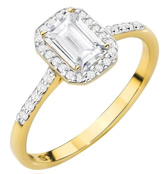 Pierścionek złoty W0575 z diamentem laboratoryjnym 0.60 ct (oktagon) i 30 dodatkowymi diamentami 0.186 ct. Wykonany z żółtego złota próby 585, szerokość szyny 1.6 mm, wysokość korony 5.5 mm, 1.jpg