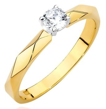 Złoty pierścionek W0484 z diamentem 0,15 ct o czystości SI2 i barwie H. Klasyczna elegancja w żółtym złocie 585 – idealny pierścionek zaręczynowy lub prezent na wyjątkową okazję.1.jpg