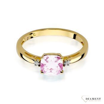 Złoty pierścionek Damski 585 Centralny Topaz Różowy i Diamenty 0.03 ct APRSW003Z585RT1.10DI Pierścionek z żółtego 14 karatowego złota z Diamentami, idealny prezent dla każdej kobiety. Możliwość zamówienia Twojego Roz.jpg