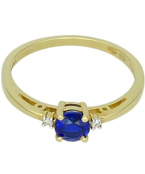 Złoty pierścionek z szafirem 0,50 ct i diamentami 0,06 ct – złoto 585, rozmiar 15.jpg