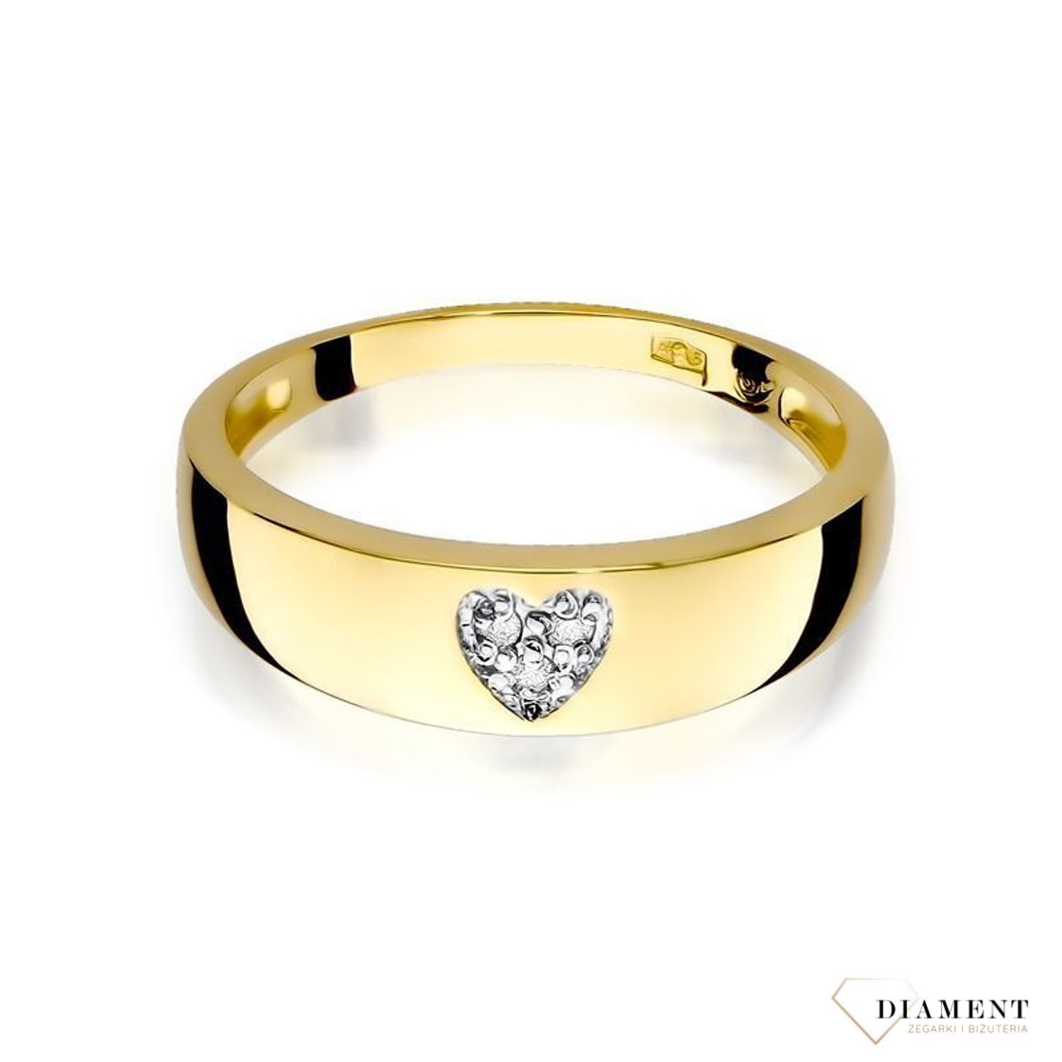 Złoty pierścionek damski 585 Złota obrączka z Diamentami 0.03 ct DIAPRSW064Z585B0.03 Pierścionek z żółtego 14 karatowego złota z Diamentami, idealny prezent dla każdej kobiety. Możliwość zamówienia Twojego Rozmiaru..jpg