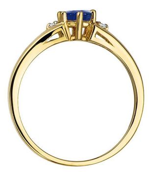 Złoty pierścionek z szafirem i diamentami W0076 – żółte złoto 585, szafir 0.50 ct (5 mm) oraz dwa diamenty SI2 H o łącznej masie 0.029 ct. 3.jpg