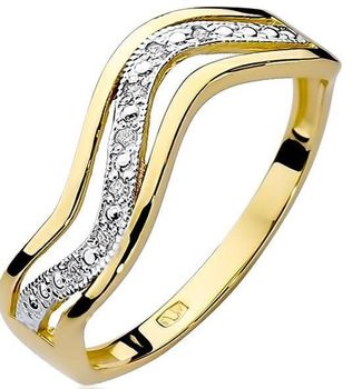 Pierścionek złoty diamenty  Pierścionek damski bogato zdobiony diamentami, złota biżuteria z 7 Diamentami DIAPRSW116Z585B0.06. Damski pierścionek wykonany z żółtego 14 karatowego1.jpg