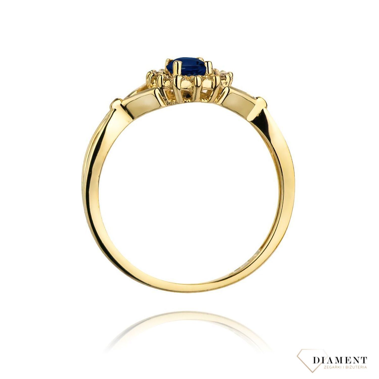 Złoty pierścionek damski 585 Owalna markiza z Szafirem i Diamentami 0.12 ct DIAPRSW182Z585S0.70 Pierścionek z żółtego 14 karatowego złota z Diamentami, idealny prezent dla każdej kobiety. Możliwość zamówienia Twojego Rozmiar.jpg