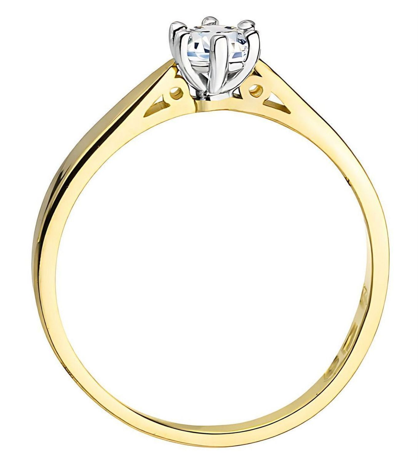 Złoty pierścionek z diamentem laboratoryjnym W0229B – złoto 585 w kolorze żółtym, diament 0.25 ct (VS2 F, 4.1 mm). Elegancka, etyczna biżuteria o wadze 1.7–2.5 g. 1.jpg