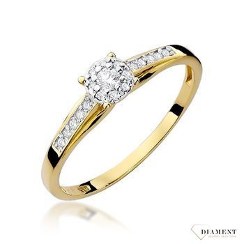 Złoty pierścionek damski 585 Bogato zdobiony pierścionek z Diamentami 0.13 ct DIAPRSW034Z585B0.13  Pierścionek z żółtego 14 karatowego złota z Diamentami, idealny prezent dla każdej kobiety. Możliwość zamówienia Twojego Rozm.jpg